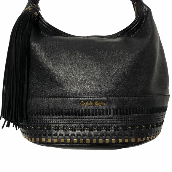 Calvin Klein Leather Studded Hobo Shoulder Bag - Picture 6 of 15